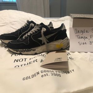 Golden Goose Women’s Black Running Sole with Silver Star - Size 37